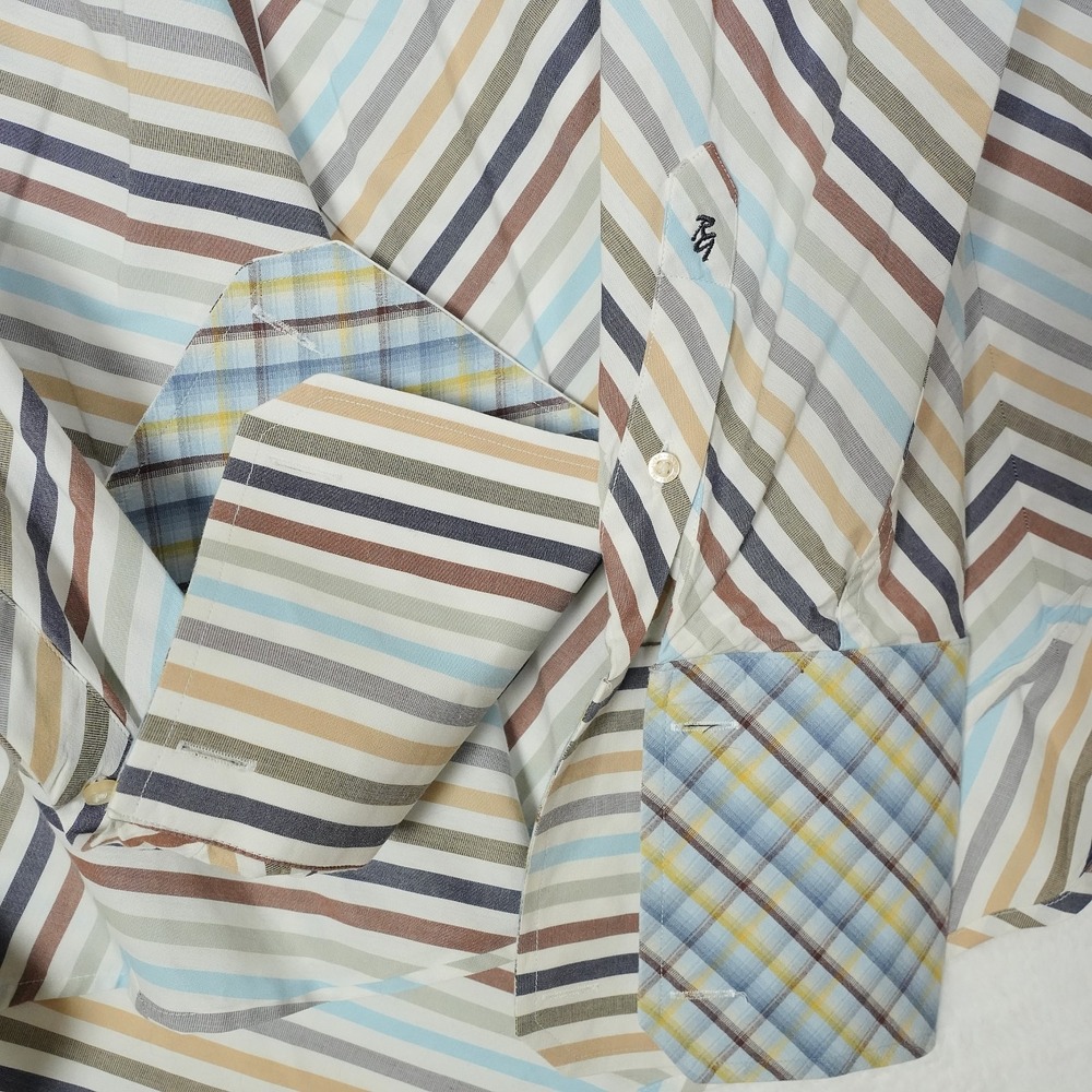 Robert Graham Shirt Mens XL Multicolor Striped Button Up L/S French Cuffed Dress - Picture 4 of 8